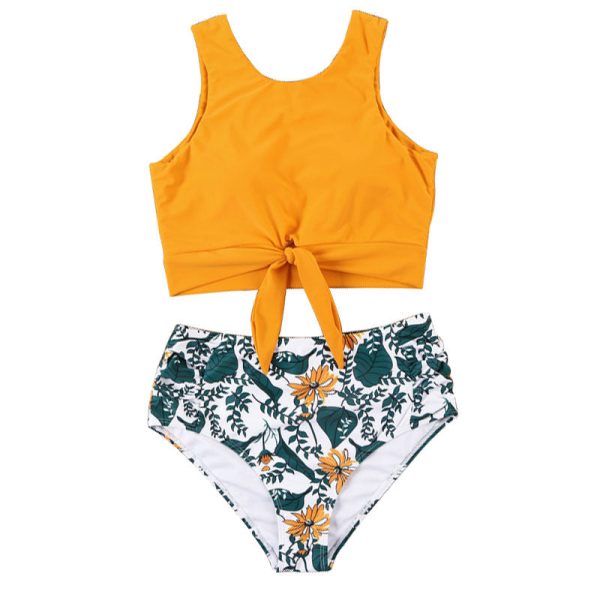 Hygci - Women's Swimwear  Solid High Neck Top Swimsuit